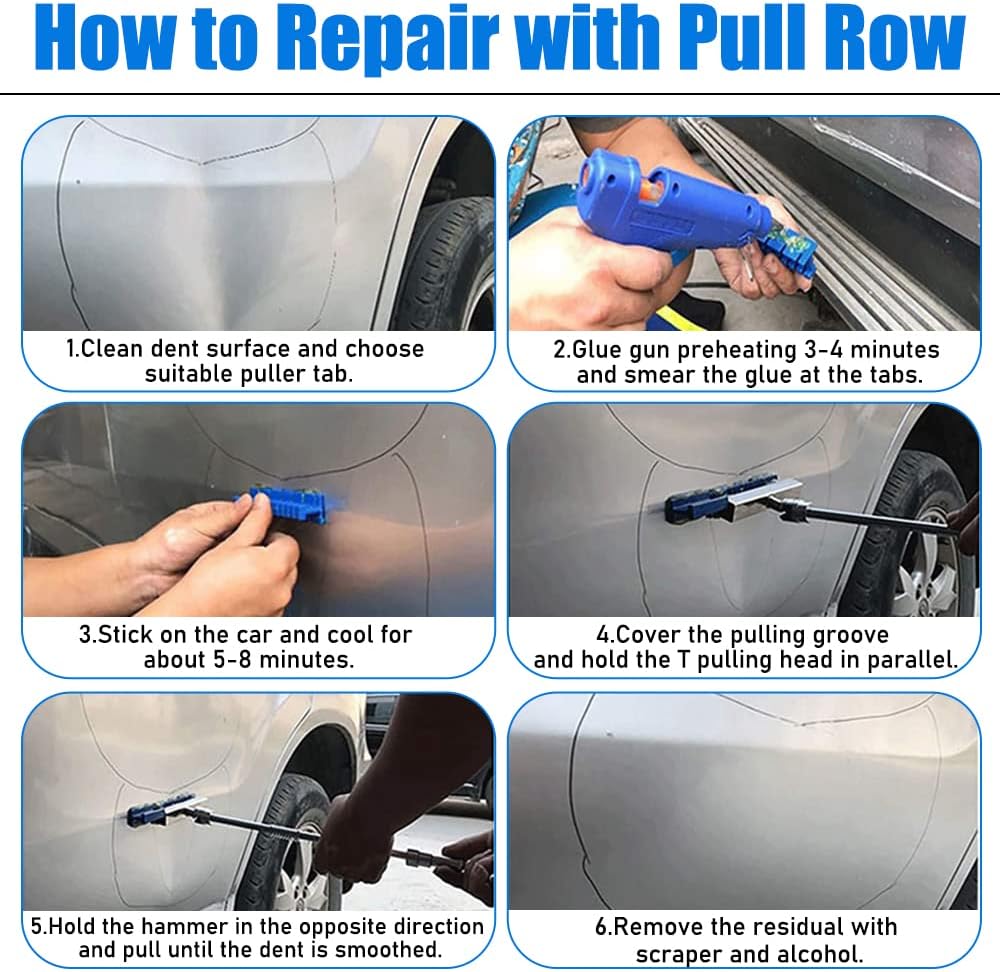 Universal Dent Repair Kit - Paint-Free Dent Puller With T-Bar Tool & 22 Glue Pullers For Cars & Metal Surfaces